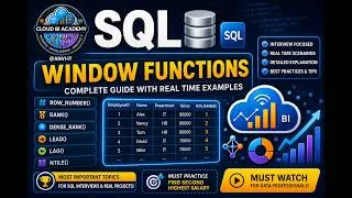 Thumbnail: 🔥 SQL Window Functions in One Video | ROW_NUMBER, RANK, DENSE_RANK, LEAD, LAG, NTILE | SQL Interview
