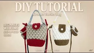 Thumbnail: Crochet Bucket Bag for Beginners | Stylish Diamond Pattern Crochet Tutorial