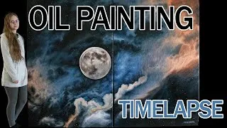 Thumbnail: Moon Sky Oil Painting Time Lapse Art Vlog