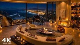 Thumbnail: 4K Cozy Apartment with Relaxing Jazz 🌊 Beach Night Ambience for Reading & Focus