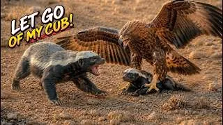 Thumbnail: Mother Honey Badger vs Eagle: A Fierce Fight to Protect Her Cub!