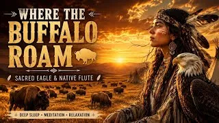 Thumbnail: Where the Buffalo Roam 🦬 | Sacred Eagle & Native Flute 🌾🦅 | Deep Sleep & Meditation
