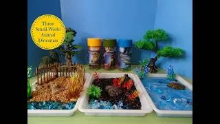 Thumbnail: Three Small World Animal Dioramas - Wild Animals, Dinosaurs, & Ocean Animals