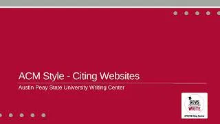 Thumbnail: ACM Style -  Citing Websites