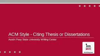Thumbnail: ACM Style  - Citing Thesis or Dissertations