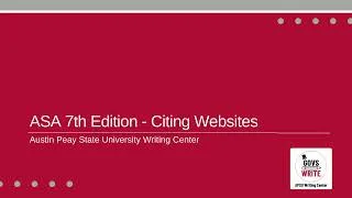Thumbnail: ASA Style 7th Edition - Citing Websites
