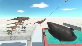 Thumbnail: DON'T FALL! Dinosaurs Rope Swing Over Dark Megalodon! - Dinosaur Parkour
