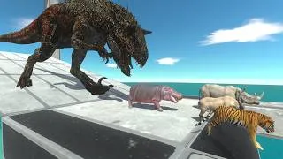 Thumbnail: Indotaurus Attack - Run Fast and Don’t Become Their Food - Dinosaurs VS Animals