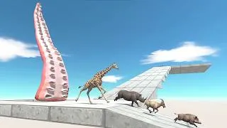 Thumbnail: Tentacles vs Dinosaurs & Animals | Who Will Survive? - Dinosaur Ziqzaq Race