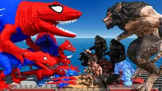 Thumbnail: Spiderman King Shark vs Werewolf Team | Cage Bridge Challenge | Animal Revolt Battle Simulator