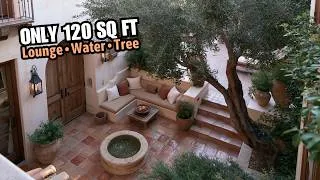 Thumbnail: A 120 Sq Ft Mediterranean Patio With a Built-In Lounge, Fountain, and Olive Tree
