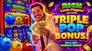 Thumbnail: 😱 REGRESÉ A LA MAQUINITA QUE ME QUITÓ TODO... ¡Y PASÓ ESTO! Triple Pop Bonus en MAX BET. 🐷