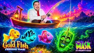 Thumbnail: 🎣 ¡TRATÉ DE PESCAR LA SUERTE CON $100! 🐠  JUGUÉ GOLD FISH: Feeding Time + THE MASK: It's Party Time🎭