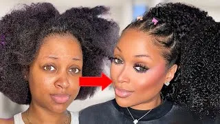Thumbnail: (STEP-BY-STEP) INSTALLING WATER JERRY CURLY DRAWSTRING PONYTAIL. *EXTREMELY DETAILED* | CURLSQUEEN 