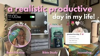 Thumbnail: a REALISTIC productive day with me 🌷 reset routine + working out, bible study, & more! 