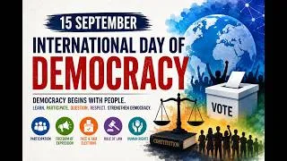 Thumbnail: International Day of Democracy | 15 September | Democracy, Rights, Participation & the Future