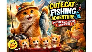 Thumbnail: Cute Cat Fishing Adventure 🐱🎣 | Mother Cat Cooking for Kittens