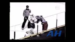 Thumbnail: NHL Feb. 22, 1995 Gino Odjick,VCR v Stephane Quintal,WPG (HL) Vancouver Canucks Winnipeg Jets