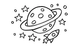 Thumbnail: How to Draw a Rocket Flying to Saturn | Step-by-Step Tutorial!