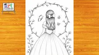 Thumbnail: How to draw a cute Girl with Butterflies -Pencil sketch || Drawing easy for beginner || Girl drawing