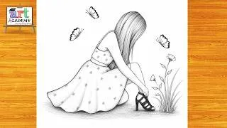 Thumbnail: How to draw a cute Girl with Butterflies -Pencil sketch || Drawing easy for beginner || Girl drawing