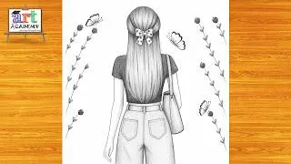 Thumbnail: رسم سهل | تعليم رسم بنت كيوت مع شعر طويل سهل بالرصاص خطوه بخطوه للمبتدئين بطريقة سهلة | رسم بنات