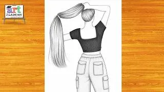 Thumbnail: رسم سهل | تعليم رسم بنت كيوت مع شعر طويل سهل بالرصاص خطوه بخطوه للمبتدئين بطريقة سهلة | رسم بنات