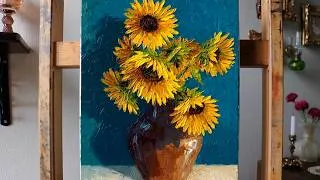 Thumbnail: Sunflowers Oil Painting Using Only a Palette Knife | Time-Lapse | Art BSP