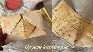 Thumbnail: Origami love letter tutorial 🤎// vintage handwritten letter using A4 sheet and coffee🥀☕️diy envelope