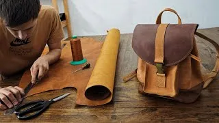 Thumbnail: I Made a Leather Backpack for 💵 $100 – Full DIY Process! 🔥🧵
