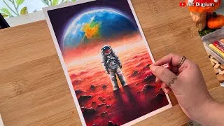 Thumbnail: ✨Astronaut on mars Space Drawing with Oil pastel- Step by Step