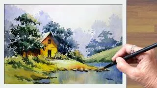 Thumbnail: 🎨 For Beginners To Advanced | Step-by-Step Watercolor Landscape Painting | निसर्गचित्र पेंटिंग