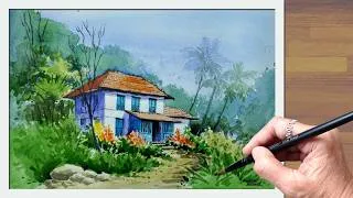 Thumbnail: 🎨 Beginners To Advanced | Step-by-Step Watercolor Landscape Painting | निसर्गचित्र पेंटिंग