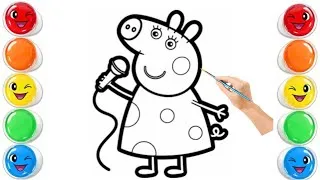 Thumbnail: How to Draw Peppa Pig with a Microphone 🎤 | Easy Peppa Pig Drawing & Coloring Step by Step