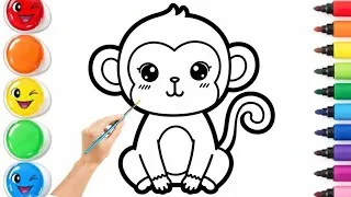 Thumbnail: How to Draw a Cute Monkey 🐵 | Easy Animal Drawing & Coloring Tutorial for Beginners