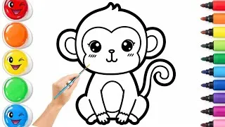 Thumbnail: How to Draw a Cute Monkey 🐵 | Easy Animal Drawing & Coloring Tutorial for Beginners