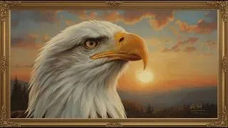 Thumbnail: Vintage American Bald Eagle Oil Painting | Elegant Gold Frame | Wildlife Art 4K