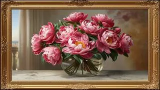 Thumbnail: Stunning Pink Peony Arrangement | Realistic Floral Painting | Art for TV
