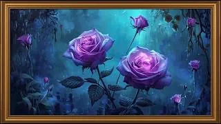 Thumbnail: Vintage Minimalist Purple Avatar-Style Oil Painting | Elegant Gold Frame | Art 4K