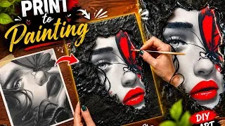 Thumbnail: Print to Painting | Abstract Art with mouldit clay and resin #painting #art #resinart 