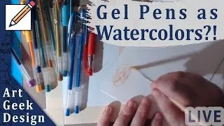 Thumbnail: Gel Pens as Watercolors?  | Color Fastness Test | Live Stream (Music)