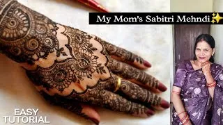 Thumbnail: Festive Mehndi tutorial✨️ | Sabitri mehndi on my mom's hand😍 | Latest mehndi design #mehndi