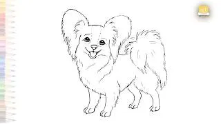 Thumbnail: Papillon dog breed drawing easy | Outline sketches | How to draw A Papillon dog step by step