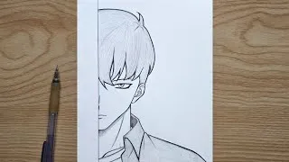 Thumbnail: How to Draw Sung Jin-Woo 🔥 | Solo Leveling | anime half face drawing