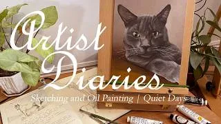 Thumbnail: Painting a Cat in Oils for the First Time + Horse Master Study Begins | Cozy Art Vlog
