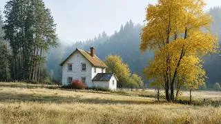 Thumbnail: Peaceful Autumn Landscape in Watercolor | Simple Countryside House