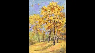 Thumbnail: Autumn Painting Maples Trees Landscape Park Impressionism Art