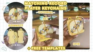 Thumbnail: Matching Record Player Keychains Tutorial! 🫧🍎✨ |+Free Templates|