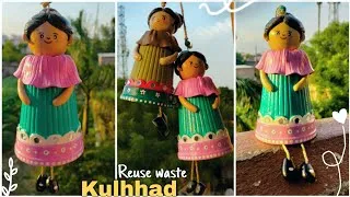 Thumbnail: Reuse Waste Kulhad into Hanging Dolls 💕| How to make hanging dolls with matki 🌼 #reuse #diy #art