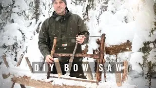 Thumbnail: DIY Bushcraft Bow Saw ❄️ Winter in Tiny Log House - Swedish Torch - ASMR